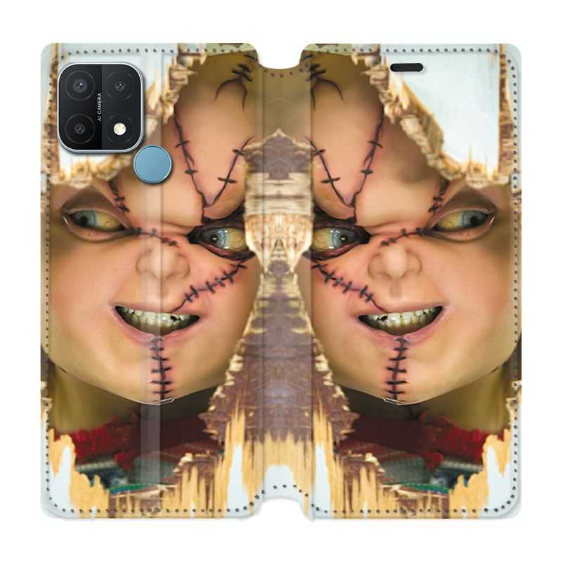 Housse Cuir Portefeuille Pour Oppo A15 Chucky Blanc