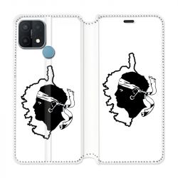 Housse Cuir Portefeuille Pour Oppo A15 Corse Blanc
