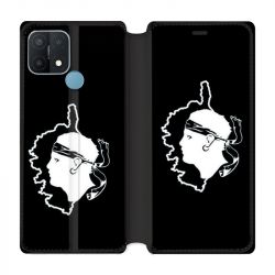 Housse Cuir Portefeuille Pour Oppo A15 Corse Noir