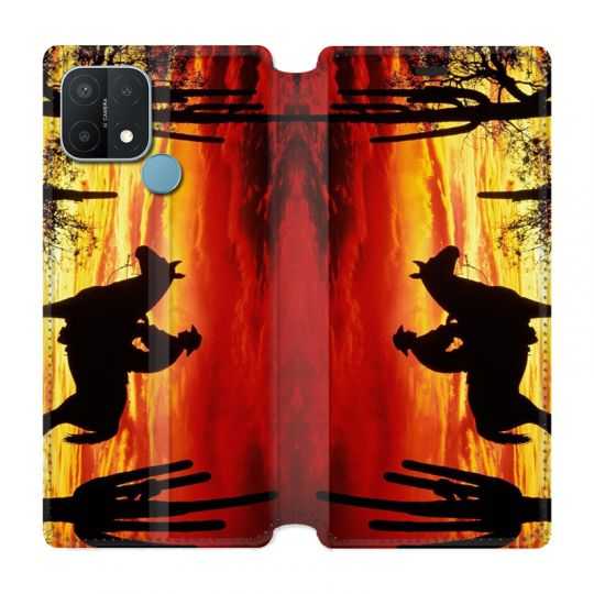 Housse Cuir Portefeuille Pour Oppo A15 Cow Boy Soleil