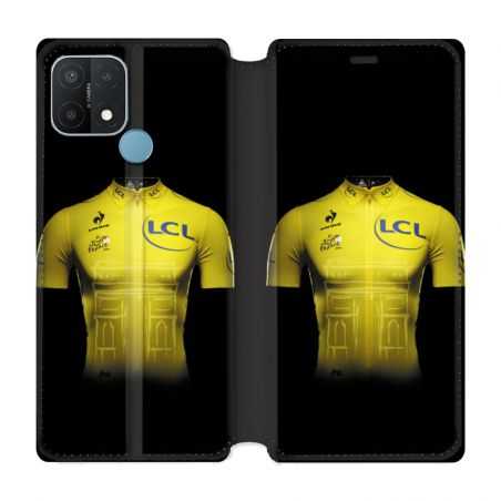 Housse Cuir Portefeuille Pour Oppo A15 Cyclisme Maillot Jaune