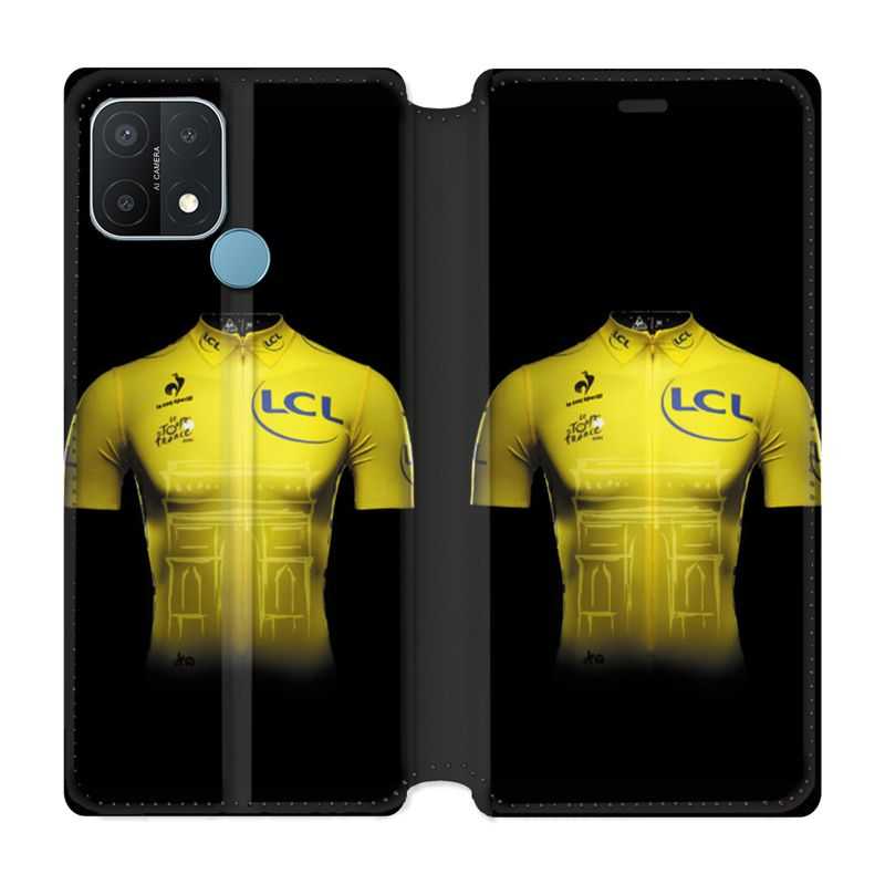 Housse Cuir Portefeuille Pour Oppo A15 Cyclisme Maillot Jaune