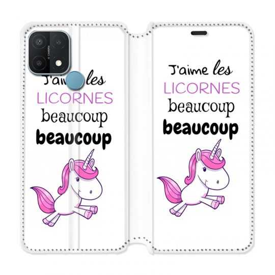 Housse Cuir Portefeuille Pour Oppo A15 Decale Licornes