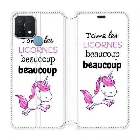Housse Cuir Portefeuille Pour Oppo A15 Decale Licornes