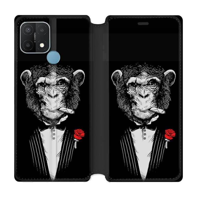 Housse Cuir Portefeuille Pour Oppo A15 Decale Singe Mafia