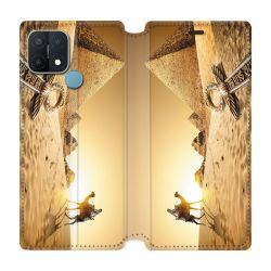 Housse Cuir Portefeuille Pour Oppo A15 Egypte Chameau
