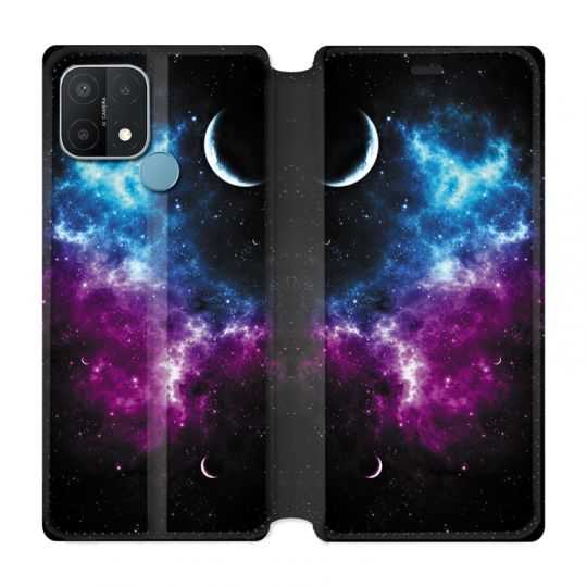 Housse Cuir Portefeuille Pour Oppo A15 Univers Bleu Violet