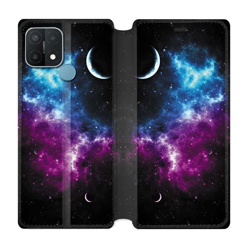 Housse Cuir Portefeuille Pour Oppo A15 Univers Bleu Violet