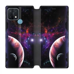 Housse Cuir Portefeuille Pour Oppo A15 Planete Rouge