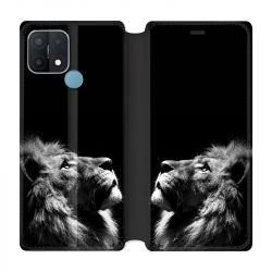 Housse Cuir Portefeuille Pour Oppo A15 Roi Lion