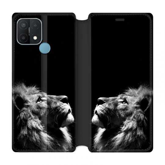 Housse Cuir Portefeuille Pour Oppo A15 Roi Lion
