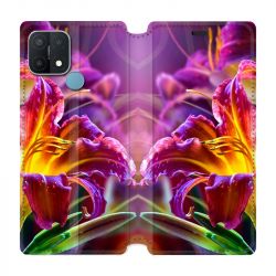 Housse Cuir Portefeuille Pour Oppo A15 Fleur Lys Color