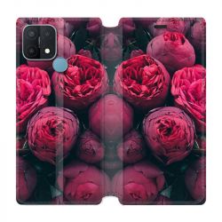 Housse Cuir Portefeuille Pour Oppo A15 Fleur Pivoine