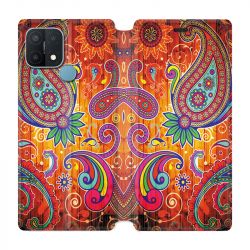 Housse Cuir Portefeuille Pour Oppo A15 Fleur Psychedelic