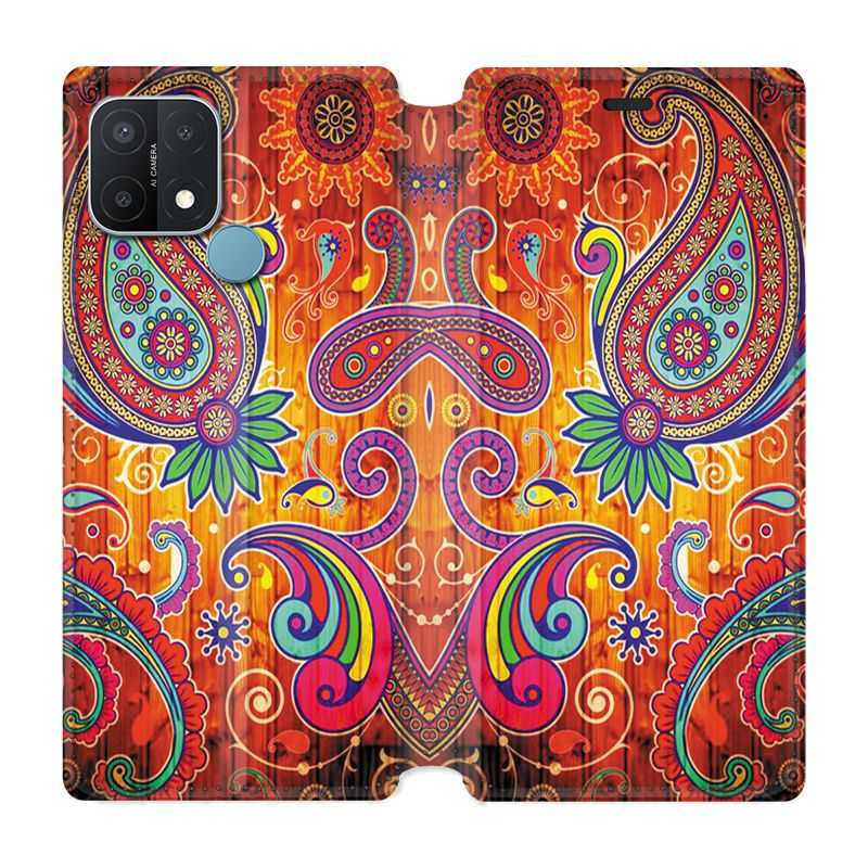 Housse Cuir Portefeuille Pour Oppo A15 Fleur Psychedelic