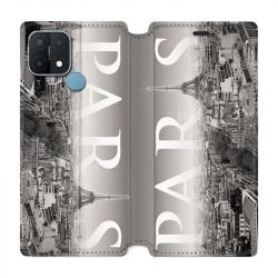 Housse Cuir Portefeuille Pour Oppo A15 France Paris Vintage