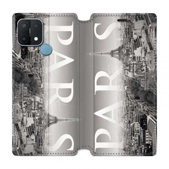 Housse Cuir Portefeuille Pour Oppo A15 France Paris Vintage