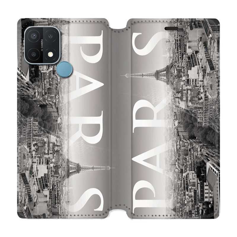 Housse Cuir Portefeuille Pour Oppo A15 France Paris Vintage