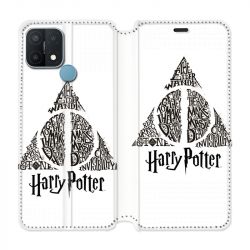 Housse Cuir Portefeuille Pour Oppo A15 WB License Harry Potter Triangle Blanc
