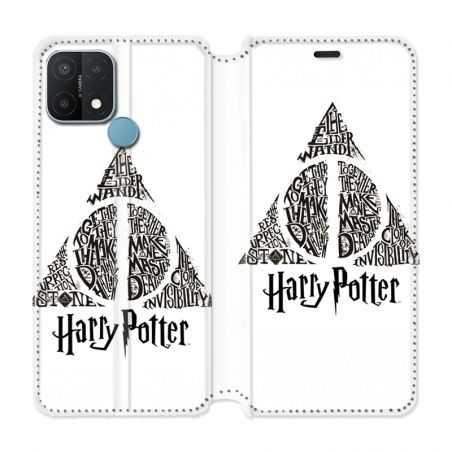 Housse Cuir Portefeuille Pour Oppo A15 WB License Harry Potter Triangle Blanc