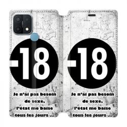 Housse Cuir Portefeuille Pour Oppo A15 Humour 18 Ans