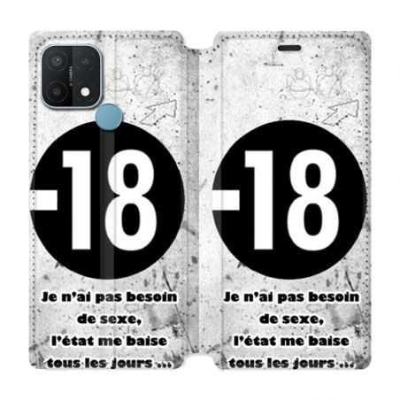 Housse Cuir Portefeuille Pour Oppo A15 Humour 18 Ans