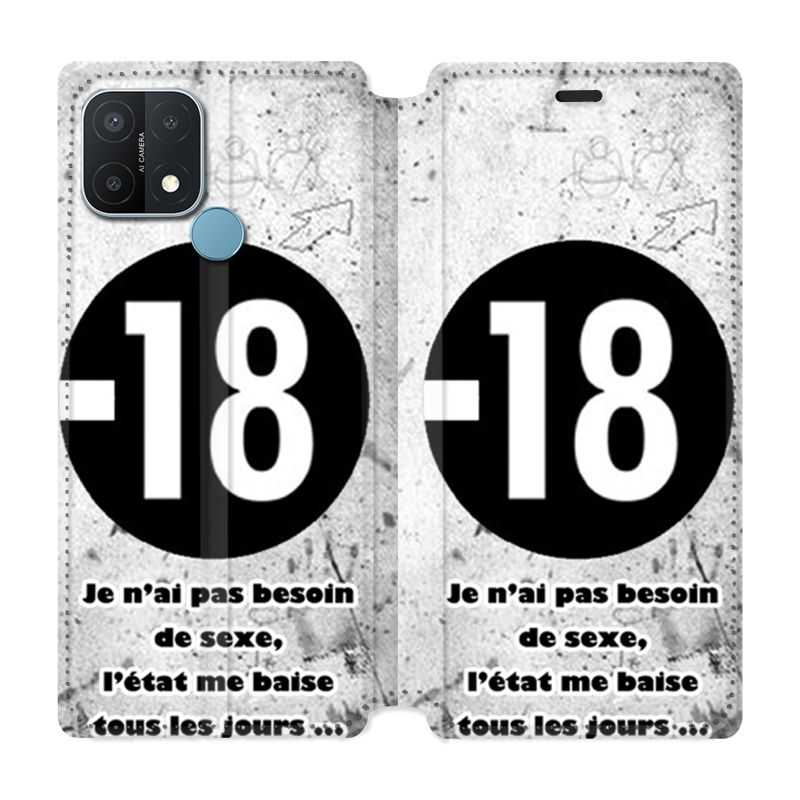 Housse Cuir Portefeuille Pour Oppo A15 Humour 18 Ans