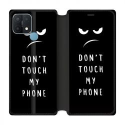 Housse Cuir Portefeuille Pour Oppo A15 Humour Don't Touch
