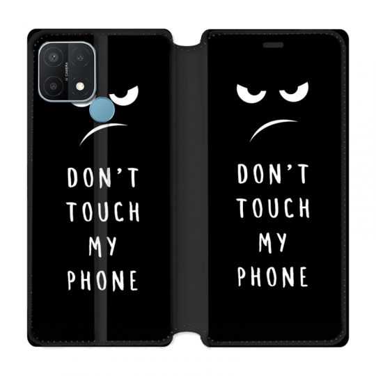 Housse Cuir Portefeuille Pour Oppo A15 Humour Don't Touch