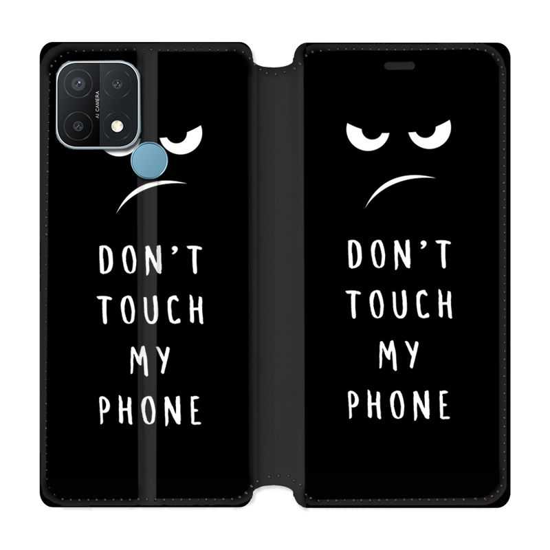 Housse Cuir Portefeuille Pour Oppo A15 Humour Don't Touch