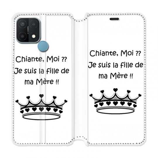 Housse Cuir Portefeuille Pour Oppo A15 Humour Moi Chiante