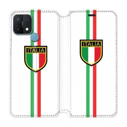 Housse Cuir Portefeuille Pour Oppo A15 Italie 3 Blanc