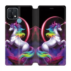 Housse Cuir Portefeuille Pour Oppo A15 Licorne Arc en ciel