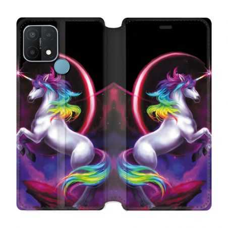 Housse Cuir Portefeuille Pour Oppo A15 Licorne Arc en ciel