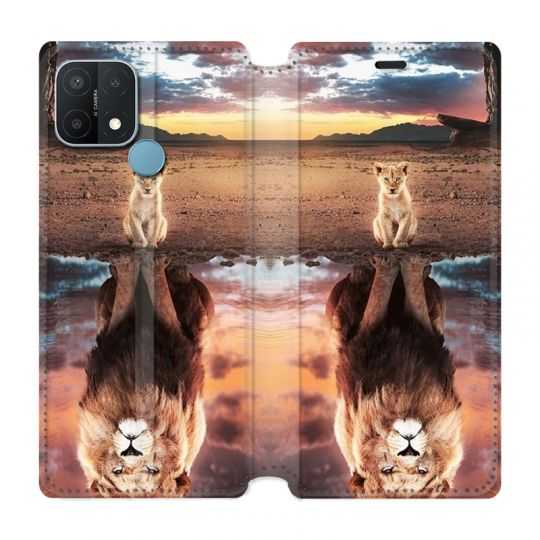 Housse Cuir Portefeuille Pour Oppo A15 Lion Reflet