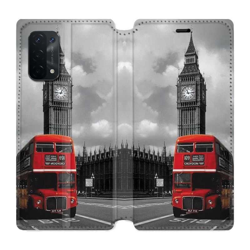 Housse cuir portefeuille Pour Oppo A54 5G / A74 5G Angleterre London Bus