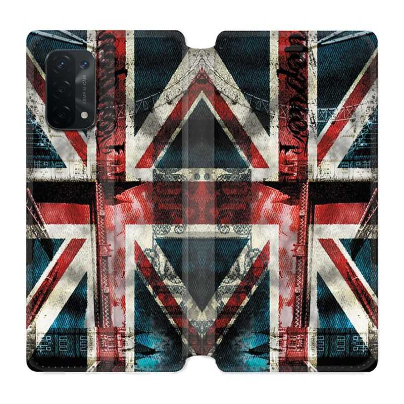 Housse cuir portefeuille Pour Oppo A54 5G / A74 5G Angleterre UK Jean's