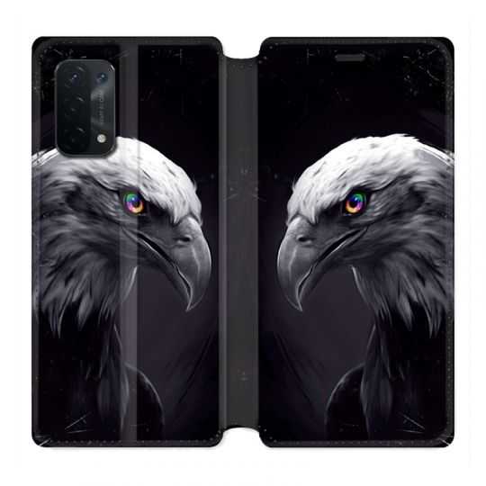 Housse cuir portefeuille Pour Oppo A54 5G / A74 5G Aigle Royal Noir