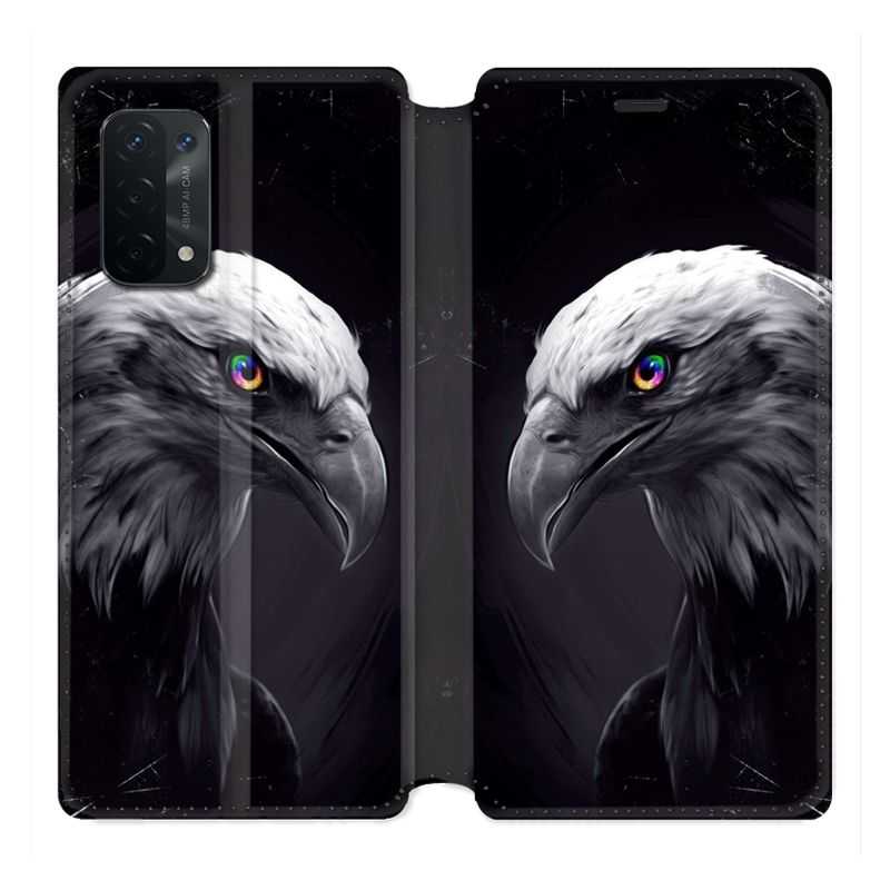 Housse cuir portefeuille Pour Oppo A54 5G / A74 5G Aigle Royal Noir