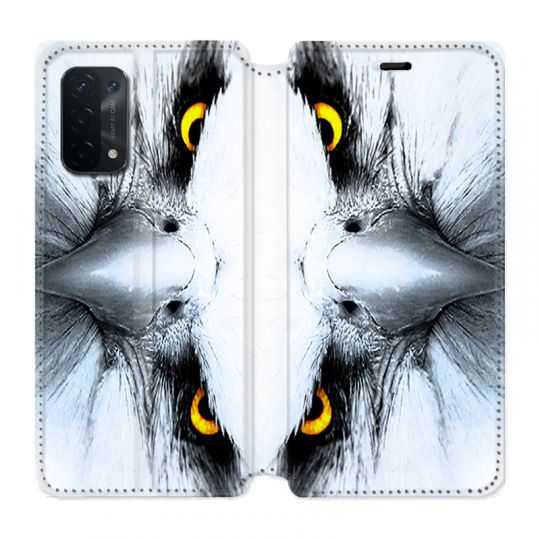 Housse cuir portefeuille Pour Oppo A54 5G / A74 5G Aigle Royal Blanc