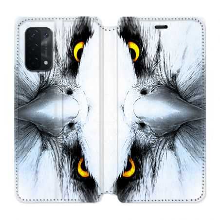 Housse cuir portefeuille Pour Oppo A54 5G / A74 5G Aigle Royal Blanc