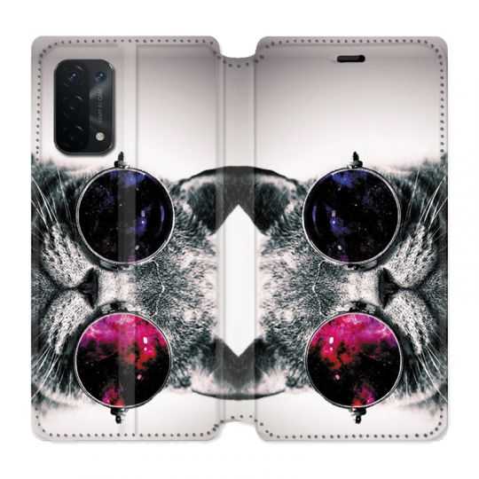 Housse cuir portefeuille Pour Oppo A54 5G / A74 5G Chat Fashion