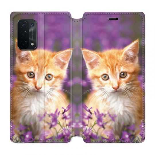 Housse cuir portefeuille Pour Oppo A54 5G / A74 5G Chat Violet