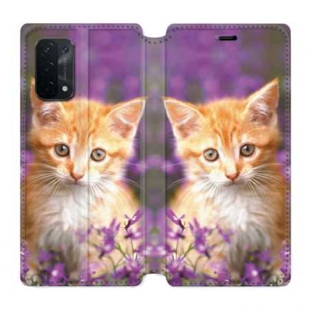 Housse cuir portefeuille Pour Oppo A54 5G / A74 5G Chat Violet