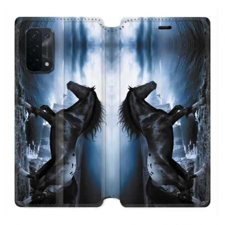 Housse cuir portefeuille Pour Oppo A54 5G / A74 5G Cheval Noir