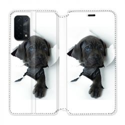 Housse cuir portefeuille Pour Oppo A54 5G / A74 5G Chien Noir