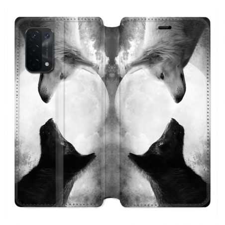 Housse cuir portefeuille Pour Oppo A54 5G / A74 5G Loup Duo