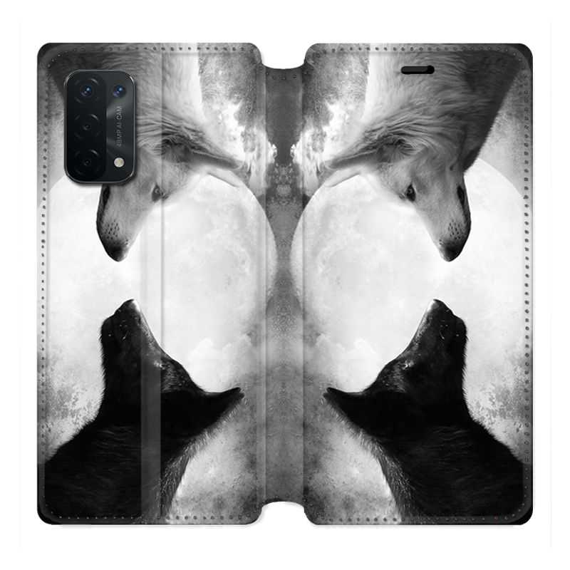 Housse cuir portefeuille Pour Oppo A54 5G / A74 5G Loup Duo