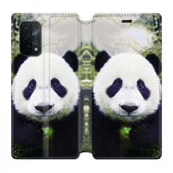Housse cuir portefeuille Pour Oppo A54 5G / A74 5G Panda Color
