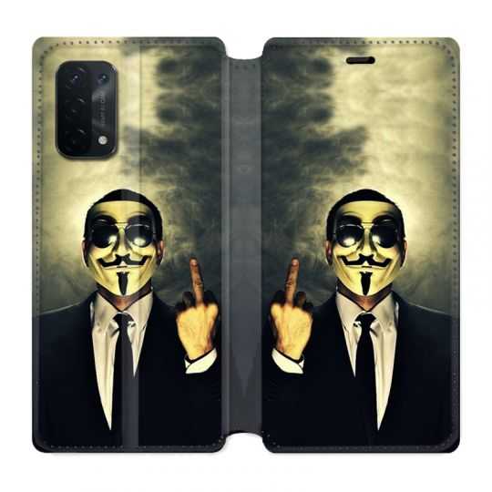 Housse cuir portefeuille Pour Oppo A54 5G / A74 5G Anonymous Doigt